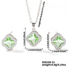 Wholesale Copper Inlaid Zircon Natural Plants And Flowers Style Fourleaf Clover Earrings And Necklace Twopiece Jewelry Set