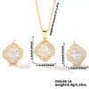 Wholesale Copper Inlaid Zircon Natural Plants And Flowers Style Fourleaf Clover Earrings And Necklace Twopiece Jewelry Set