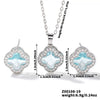 Wholesale Copper Inlaid Zircon Natural Plants And Flowers Style Fourleaf Clover Earrings And Necklace Twopiece Jewelry Set