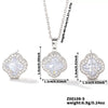 Wholesale Copper Inlaid Zircon Natural Plants And Flowers Style Fourleaf Clover Earrings And Necklace Twopiece Jewelry Set