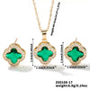 Wholesale Copper Inlaid Zircon Natural Plants And Flowers Style Fourleaf Clover Earrings And Necklace Twopiece Jewelry Set