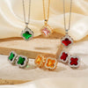 Wholesale Copper Inlaid Zircon Natural Plants And Flowers Style Fourleaf Clover Earrings And Necklace Twopiece Jewelry Set