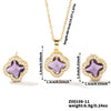 Wholesale Copper Inlaid Zircon Natural Plants And Flowers Style Fourleaf Clover Earrings And Necklace Twopiece Jewelry Set