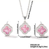 Wholesale Copper Inlaid Zircon Natural Plants And Flowers Style Fourleaf Clover Earrings And Necklace Twopiece Jewelry Set