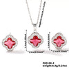 Wholesale Copper Inlaid Zircon Natural Plants And Flowers Style Fourleaf Clover Earrings And Necklace Twopiece Jewelry Set