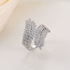 Wholesale Copper Inlaid Zircon Open Ring With Flower Pattern And Plant Style For Men And Women