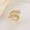 Wholesale Copper Inlaid Zircon Open Ring With Flower Pattern And Plant Style For Men And Women