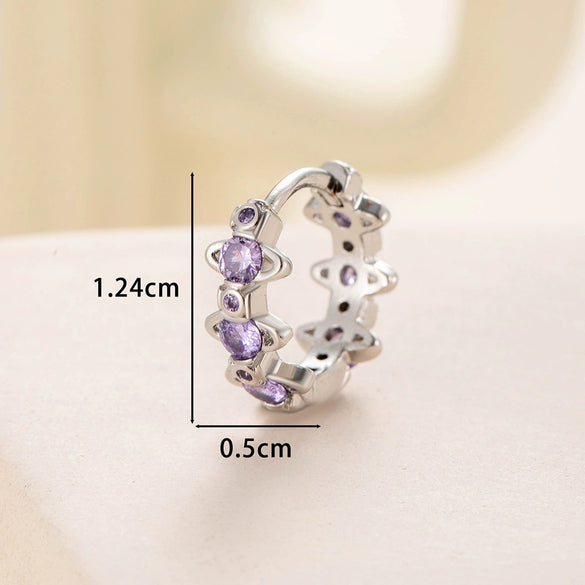 Wholesale Copper Inlaid Zircon Saturn Earring For Girls