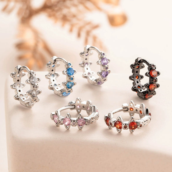 Wholesale Copper Inlaid Zircon Saturn Earring For Girls