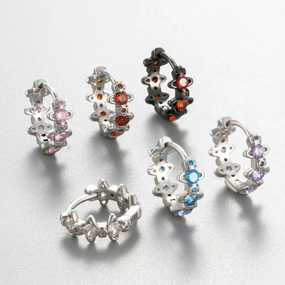 Wholesale Copper Inlaid Zircon Saturn Earring For Girls