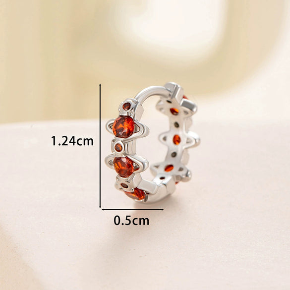 Wholesale Copper Inlaid Zircon Saturn Earring For Girls