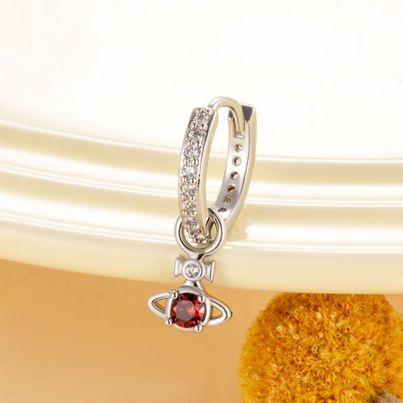 Wholesale Copper Inlaid Zircon Saturn Pendant Women's Earrings Sweet Style