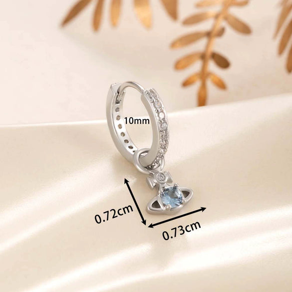 Wholesale Copper Inlaid Zircon Saturn Pendant Women's Earrings Sweet Style