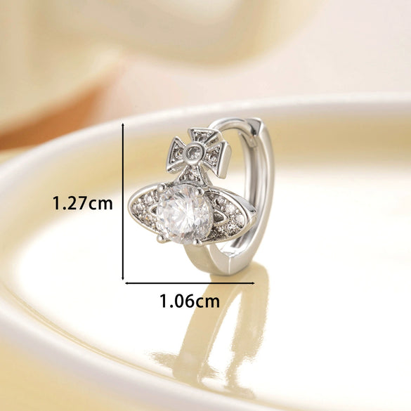 Wholesale Copper Inlaid Zircon Saturn Shape Sweet Style Women's Earrings