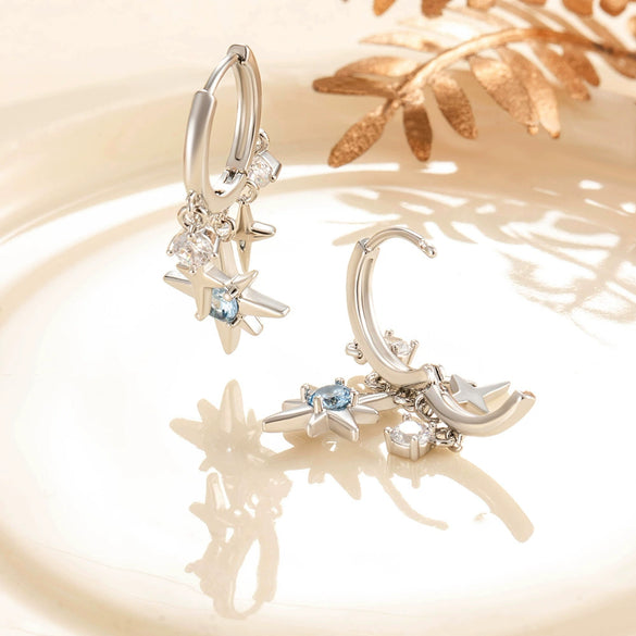 Wholesale Copper Inlaid Zircon Star Sweet Style Women's Pendant Tassel Earrings
