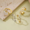 Wholesale Copper Inlaid Zircon Wave Heart Flower Sweet Style Dripping Oil Women's Ring
