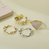 Wholesale Copper Inlaid Zircon Wave Heart Flower Sweet Style Dripping Oil Women's Ring