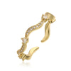 Wholesale Copper Inlaid Zircon Wave Heart Flower Sweet Style Dripping Oil Women's Ring
