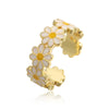 Wholesale Copper Inlaid Zircon Wave Heart Flower Sweet Style Dripping Oil Women's Ring
