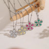 Wholesale Copper Inlaid Zirconia Fivepetal Flower Pendant Necklace Light Luxury Women's O Word Chain