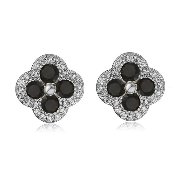 Wholesale Copper Inlaid Zirconia Four Leaf Clover Flower Petal Light Luxury Women's Earrings