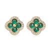 Wholesale Copper Inlaid Zirconia Four Leaf Clover Flower Petal Light Luxury Women's Earrings