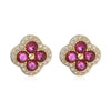 Wholesale Copper Inlaid Zirconia Four Leaf Clover Flower Petal Light Luxury Women's Earrings