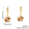 Wholesale Copper Inlaid Zirconium Earrings With Colorful Maple Leaf And Flower Shapes Electroplated Fashion Simple Stylish Versatile Women's Jewelry