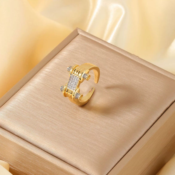 Wholesale Copper Inlaid Zirconium Geometric Asymmetrical Open Ring Earrings Handmade Electroplated Jewelry