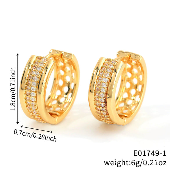 Wholesale Copper Inlaid Zirconium Geometric Earrings Electroplated