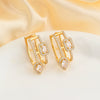 Wholesale Copper Inlaid Zirconium Geometric Water Drop Cut Out Square Earrings For Women Electroplated Simple Stylish