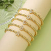 Wholesale Copper Inlaid Zirconium Letter Round Beaded Elastic Bracelet For Women Fashion Design