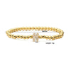 Wholesale Copper Inlaid Zirconium Letter Round Beaded Elastic Bracelet For Women Fashion Design