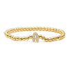 Wholesale Copper Inlaid Zirconium Letter Round Beaded Elastic Bracelet For Women Fashion Design