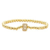 Wholesale Copper Inlaid Zirconium Letter Round Beaded Elastic Bracelet Minimalist Style Hand Jewelry For Women