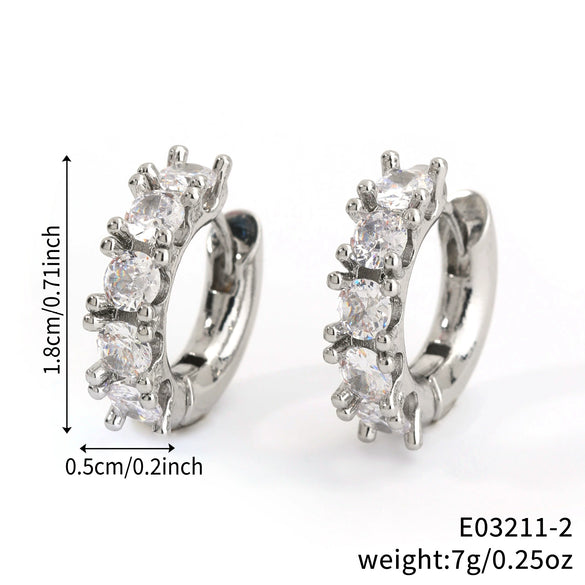 Wholesale Copper Inlaid Zirconium Minimalist Geometric Flower Style Electroplated Women's Earrings