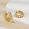 Wholesale Copper Inlaid Zirconium Minimalist Geometric Flower Style Electroplated Women's Earrings