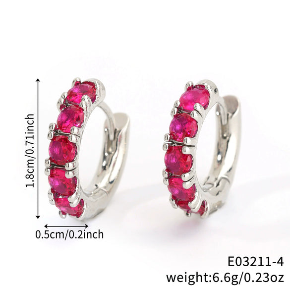 Wholesale Copper Inlaid Zirconium Minimalist Geometric Flower Style Electroplated Women's Earrings