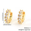 Wholesale Copper Inlaid Zirconium Minimalist Geometric Flower Style Electroplated Women's Earrings