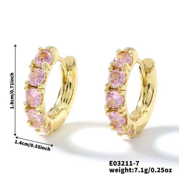 Wholesale Copper Inlaid Zirconium Minimalist Geometric Flower Style Electroplated Women's Earrings