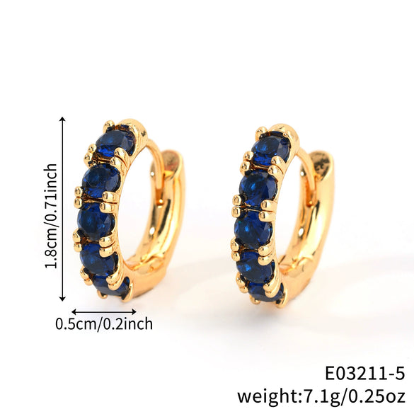 Wholesale Copper Inlaid Zirconium Minimalist Geometric Flower Style Electroplated Women's Earrings
