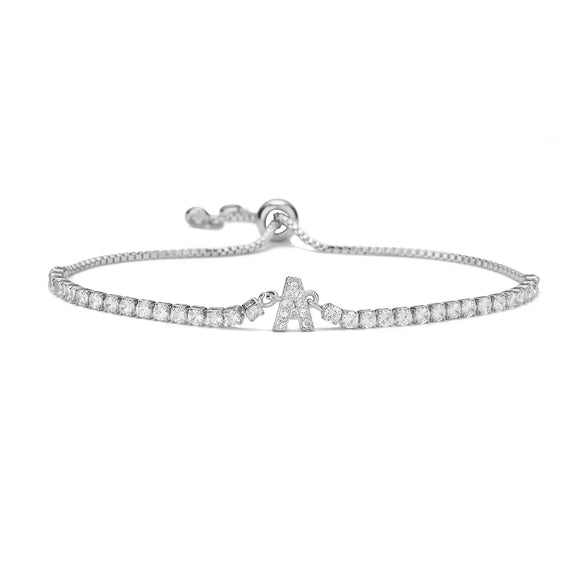 Wholesale Copper Inlaid Zirconium Women's Minimalist Letters Adjustable Bracelet