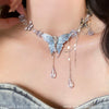 Wholesale Copper Insect Pattern Electroplating Butterfly Tassel Clavicle Necklace For Women