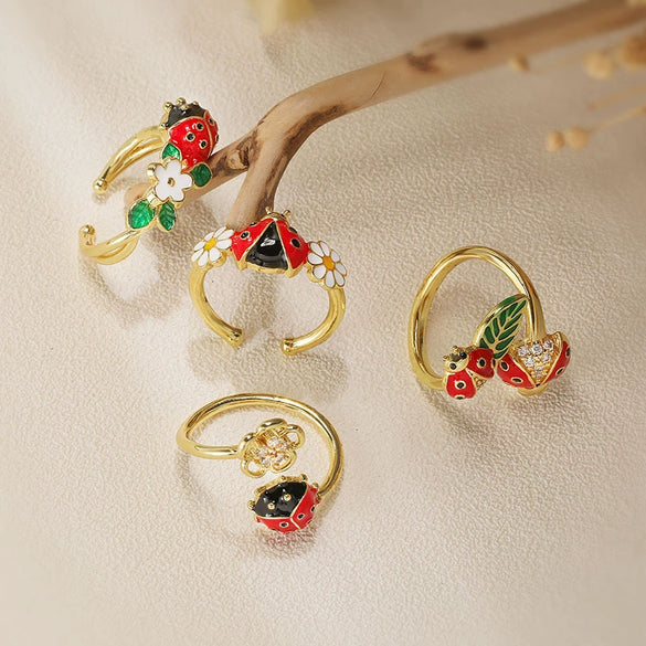 Wholesale Copper Insect Shaped Dripping Oil Ring For Lady And Unisex