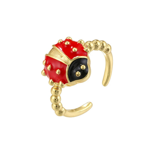 Wholesale Copper Insect Shaped Sweet Style Dripping Oil Ring For Women