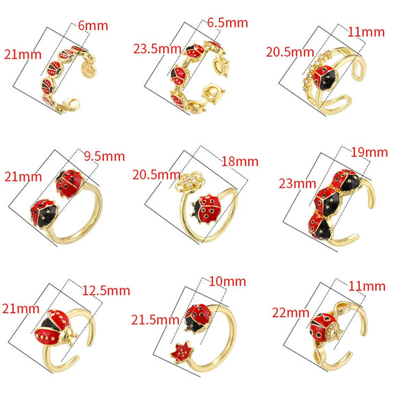 Wholesale Copper Insect Shaped Sweet Style Dripping Oil Ring For Women