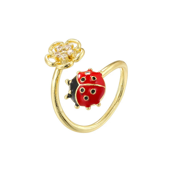 Wholesale Copper Insect Shaped Sweet Style Dripping Oil Ring For Women
