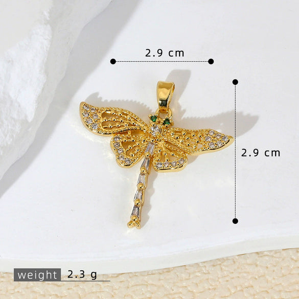 Wholesale Copper Insectshaped Pendant Jewelry With Micropaved Colorful Zircon And 18K Gold Plated Cartoon Style