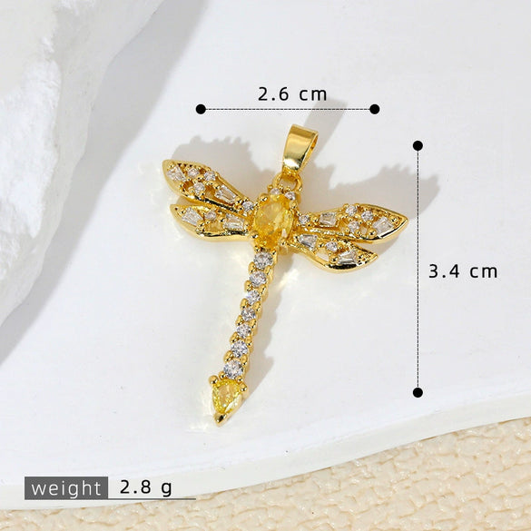 Wholesale Copper Insectshaped Pendant Jewelry With Micropaved Colorful Zircon And 18K Gold Plated Cartoon Style