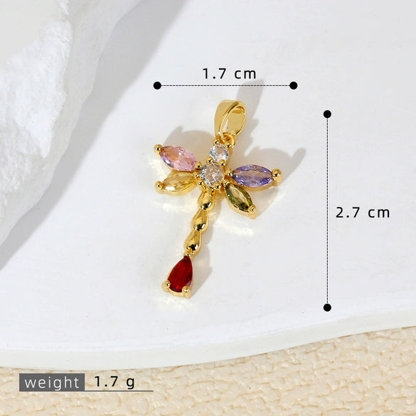 Wholesale Copper Insectshaped Pendant Jewelry With Micropaved Colorful Zircon And 18K Gold Plated Cartoon Style